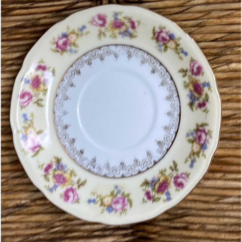 Gold Castle Yellow Vintage Floral 6" Saucers Made in Japan Lot Of 6